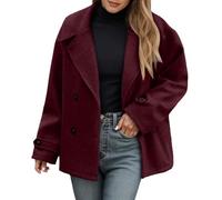 Chaqueta Corta Informal Abotonada de Manga Larga y Frente Abierto para Uso Diario Estilo cárdigan cómoda y versátil (Red, XL) #5575