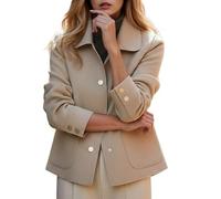 Chaqueta corta minimalista de doble cara con cuello con muescas para el día a día, elegante moda de transición para viajeros, campus, versátil, combinable con vaqueros o pantalones de tela