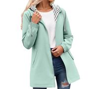 Chaqueta cortavientos ligera para mujer, con bolsillos interiores a rayas, anorak para exteriores, para senderismo, actividades de ocio (verde menta, L)
