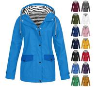 Chaqueta cortavientos para mujer, impermeable, para exteriores, con capucha, con bolsillos, ligera, de manga larga, impermeable, a la moda, versátil, resistente al viento, Ab1, XXL