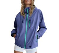 Chaqueta cortavientos para mujer, impermeable, talla XL, chaqueta ligera para senderismo, chaqueta de senderismo monocolor, chaqueta de entretiempo, chaqueta de lluvia, chaqueta deportiva con capucha