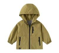 Chaqueta cortavientos para niños ligera con capucha y cremallera, chaqueta escolar informal para niños de 2 a 13 años de edad, verde, 6-7 años