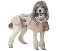 Chaqueta cortavientos para perro con cuello a cuadros, repelente al agua, resistente al viento, ligera, a la moda, capa en forma de U, abrigo de estilo británico (caqui, XXL)