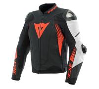 Chaqueta Cuero Hombre Dainese SUPER SPEED 4 Perforado BLACK-MATT/WHITE/FLUO-RED