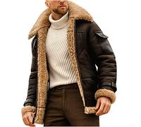 Chaqueta Cuero Hombre,Mis Pedidos Chaqueta Hombre Invierno de Forro de Felpa Talla Grande Grueso y Cálido Chaqueta Moto Hombre de Cuello de Piel Casual Cremallera Multibolsillos Cazadora Cuero Hombre