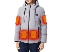Chaqueta de algodón con calefacción eléctrica,abrigo de invierno con pilas de 11 zonas de control y 2 controles, Abrigo de algodón con calefacción recargable por USB Cazadora Calefactable Hombre