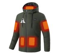 Chaqueta de algodón con calefacción eléctrica,abrigo de invierno con pilas de 11 zonas de control y 2 controles, Abrigo de algodón con calefacción recargable por USB Cazadora Calefactable Hombre