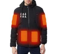 Chaqueta de algodón con calefacción eléctrica,abrigo de invierno con pilas de 11 zonas de control y 2 controles, Abrigo de algodón con calefacción recargable por USB Cazadora Calefactable Hombre