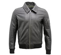 Chaqueta de Bombardero de Cuero de Analine de Cuero Negro A2 de los Hombres M