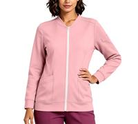Chaqueta de Calentamiento Mujer con Cremallera Frontal Bata Sanitaria | con Cremallera para Transición Cazadora Deportiva Tipo Bomber con Bolsillos Unicolor Chaqueta Universitaria Vintage Y2k