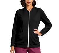 Chaqueta de Calentamiento Mujer con Cremallera Frontal Bata Sanitaria | con Cremallera para Transición Cazadora Deportiva Tipo Bomber con Bolsillos Unicolor Chaqueta Universitaria Vintage Y2k