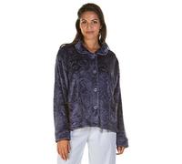 Chaqueta de cama para mujer, de lujo, suave al tacto, con botones en relieve, talla 36-50, azul marino, 38 Grande