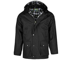 Chaqueta de cera inglesa Country, la original | Chaqueta resistente a la lluvia y cortavientos | Incluye capucha, distintos colores negro XS