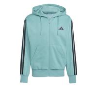Adidas Hombre Essential Three Stripes Fleece Zipper Hoodie, Powder Teal/Black, S