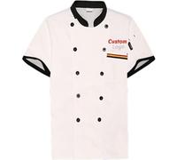 Chaqueta de chef de manga corta unisex personalizada con tu nombre Fshion 5 colores M `4XL uniforme de chef de cocina con logotipo y texto personalizados, blanco, L(121-143Lb)