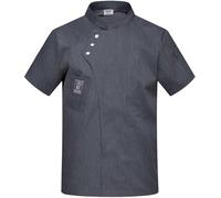 Chaqueta de Chef de Verano, Manga Corta Transpirable Unisex, Camisa de Catering for Servicio de Alimentos, Abrigo de Ropa de Trabajo for panadería de Hotel(Gray,3X-Large)