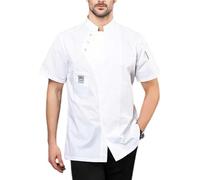 Chaqueta de Chef de Verano, Manga Corta Transpirable Unisex, Camisa de Catering for Servicio de Alimentos, Abrigo de Ropa de Trabajo for panadería de Hotel(White,X-Large)