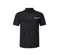Chaqueta de chef personalizada Chaqueta de chef bordada personalizada Negro Blanco Camisa de chef de manga corta Hotel Cocina Restaurante Uniforme de trabajo para hombre Mujer