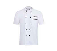 Chaqueta de chef personalizada Chaqueta de chef bordada personalizada Negro Blanco Camisa de chef de manga corta Hotel Cocina Restaurante Uniforme de trabajo para hombre Mujer