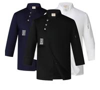 Chaqueta de Chef Profesional Uniforme de Cocina Manga Larga con Bolsillos y Botones - Bata Resistente para Cocinero,Ropa de Trabajo Chefs(Black,L)