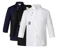 Chaqueta de Chef Profesional Uniforme de Cocina Manga Larga con Bolsillos y Botones - Bata Resistente para Cocinero,Ropa de Trabajo Chefs(White,L)