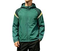 Chaqueta de ciclismo para hombre, informal, a la moda, cortavientos, ligera, resistente al agua, cortavientos, chaqueta de senderismo, corte ajustado, chaqueta funcional con cremallera, bloque de