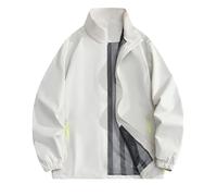 Chaqueta de cuello alto para mujer - Chaqueta deportiva sin capucha - Abrigo de carga - Chaquetas a prueba de viento - Abrigo cómodo para chaqueta de viaje y deporte - Abrigo transpirable, blanco