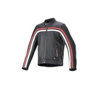 Alpinestars Dyno Chaqueta de cuero para moto, negro/rojo/blanco, Talla 3XL