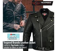 Chaqueta De Cuero Brando Para Motocicleta Marlon Biker Con Armadura CE Genuina