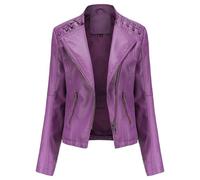 Chaqueta de cuero corta para mujer, chaqueta de cuero para mujer, con cremallera, mangas largas, color liso, chaquetas primavera y otoño, abrigo moda