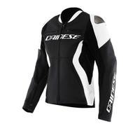 Dainese Racing 5 Chaqueta de cuero para moto para mujer, negro-blanco, tamaño 42