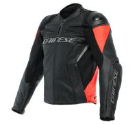 Chaqueta de cuero Dainese Racing 4 Negro / Rojo Fluo