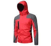 Chaqueta de cuero de invierno para hombre - Chaqueta cortavientos de invierno Softshell transpirable, sombrero extraíble, chaqueta de manga larga para hombre, rojo, 4XL