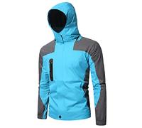 Chaqueta de cuero de invierno para hombre - Chaqueta cortavientos de invierno Softshell transpirable, sombrero extraíble, chaqueta de manga larga para hombre, azul, 4XL