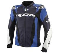 Ixon Vortex 3 Chaqueta de cuero de motocicleta, negro-blanco-azul, tamaño 3XL para Hombres