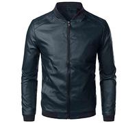 Chaqueta De Cuero Hombre Aviador, Chaqueta Moto Hombre Verano Chaquetas Vintage De Cuero Sintético Color Liso Chaqueta De Motocicleta Chaqueta Bomber con Cremallera Cortavientos para Otoño E Invierno