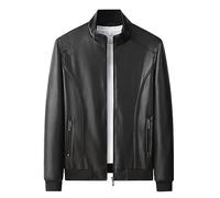 Chaqueta De Cuero Hombre, Chaqueta Entretiempo Hombre Casual Manga Larga Con Cuello Levantado De Primavera Y Otoño Chaqueta De Bolsillo Traje De Motocicleta Chaqueta De Cuero Informal Moderna Clásica