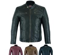 Texpeed Chaqueta de cuero informal para hombre - Piel de oveja suave genuina estilo motocicleta
