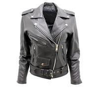 Chaqueta de cuero negra elegante del motorista de Brando de las mujeres