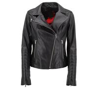 Chaqueta De Cuero Para Dama Ardola Negra De Piel De Napa Biker