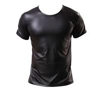 Chaqueta de cuero para hombre, aspecto lacado, chaqueta corta, abrigo liso, chaquetas eróticas, sexy, látex, brillante, moderno, de piel sintética, camisa con cremallera, aspecto mojado, parte