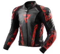 Chaqueta de cuero para moto Rebelhorn Veloce negro-camo rojo 56