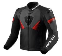 Chaqueta de cuero para moto Revit Argon 2 negra-roja fluo 50