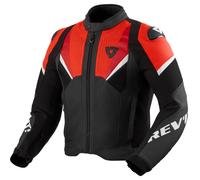 Chaqueta de cuero para moto Revit Automate negra y roja fluorescente 52