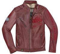 Chaqueta de cuero para motocicleta Black-Cafe London Istanbul, rojo, 50