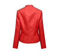 Chaqueta de cuero para mujer, color negro, chaqueta de otoño para mujer, elegante, chaqueta de entretiempo, tallas grandes, chaqueta de motorista, chaqueta de piel sintética, chaqueta impermeable con