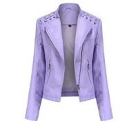 Chaqueta de cuero para mujer, moderna, corta, de manga larga, ligera, para primavera y otoño.