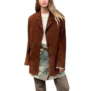 Chaqueta de cuero vintage marrón clásica para mujer de Bexhide, S