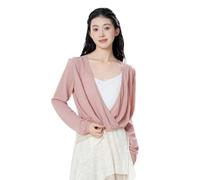 Chaqueta de Danza Ballet Ballet Wrap Top Manga Larga, Camisa de Baile for Mujer(Pink,L)