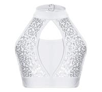 Chaqueta de Danza Ballet Tops de Lentejuelas Brillantes for niños, Chaleco sin Mangas for niñas, Camisetas sin Mangas for Ropa de Baile de Jazz, Disfraz de actuación(White,14)